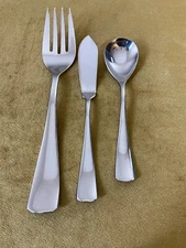 (3) Serving Pieces  Fork Knife Sugar Spoon Towle BARREN Stainless China