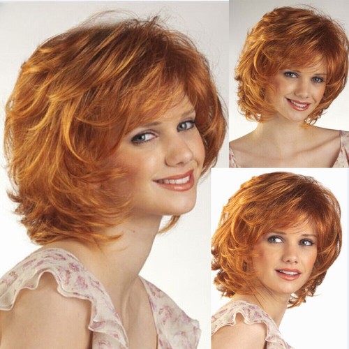 Chic Cut Medium Fox Red Color Curls Capless Synthetic Hair Wigs Women Natural