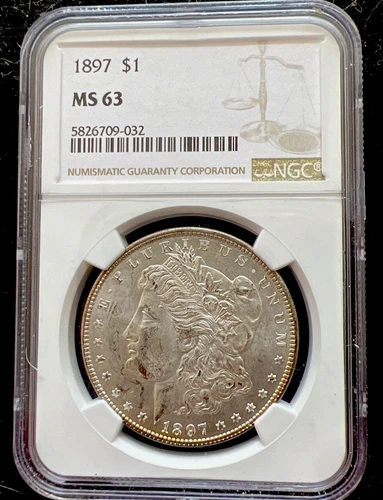 1897- NGC MS 63 Morgan Silver Dollar 118