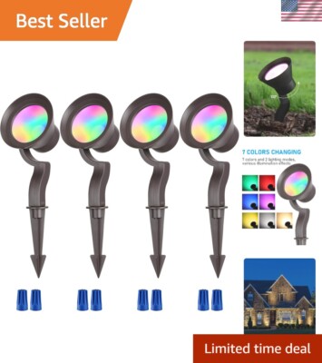 10W RGB Low Voltage Landscape Lights, Color Changing Wall Wash Landscape Ligh...