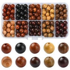 200x 8-8.5mm Assorted Color Wooden Beads Large Hole Wood Beads Bulk for DIY