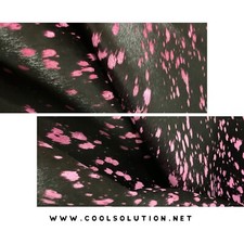Cowhide Leather Sheets, Black Hot Pink Acid Washed, Hair on Hide, For Wallets