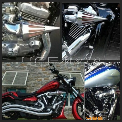 Chrome Spike Cone Air Cleaner Intake Filter Kit For Harley Touring Road Glide - Picture 9 of 9