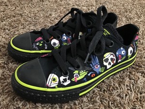 CONVERSE ALL STAR SHOES KIDS BLACK GREEN HALLOWEEN WITCH EYE SPIDER WEB SKULL 12 | eBay