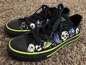 CONVERSE ALL STAR SHOES KIDS BLACK GREEN HALLOWEEN WITCH EYE SPIDER WEB  SKULL 12 | eBay