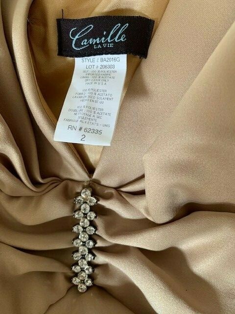 Camille La Vie Gold Satin Prom Dress Size 2 | eBay