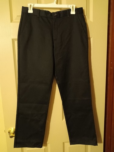 NWT Boy's Nautica Black Flat Front Zip Fly Uniform Pants In Size 16 Husky