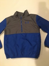 Boy s Under Armour TRAIN TO GAME Pullover Jacket Windbreaker Youth L Blue/Gray