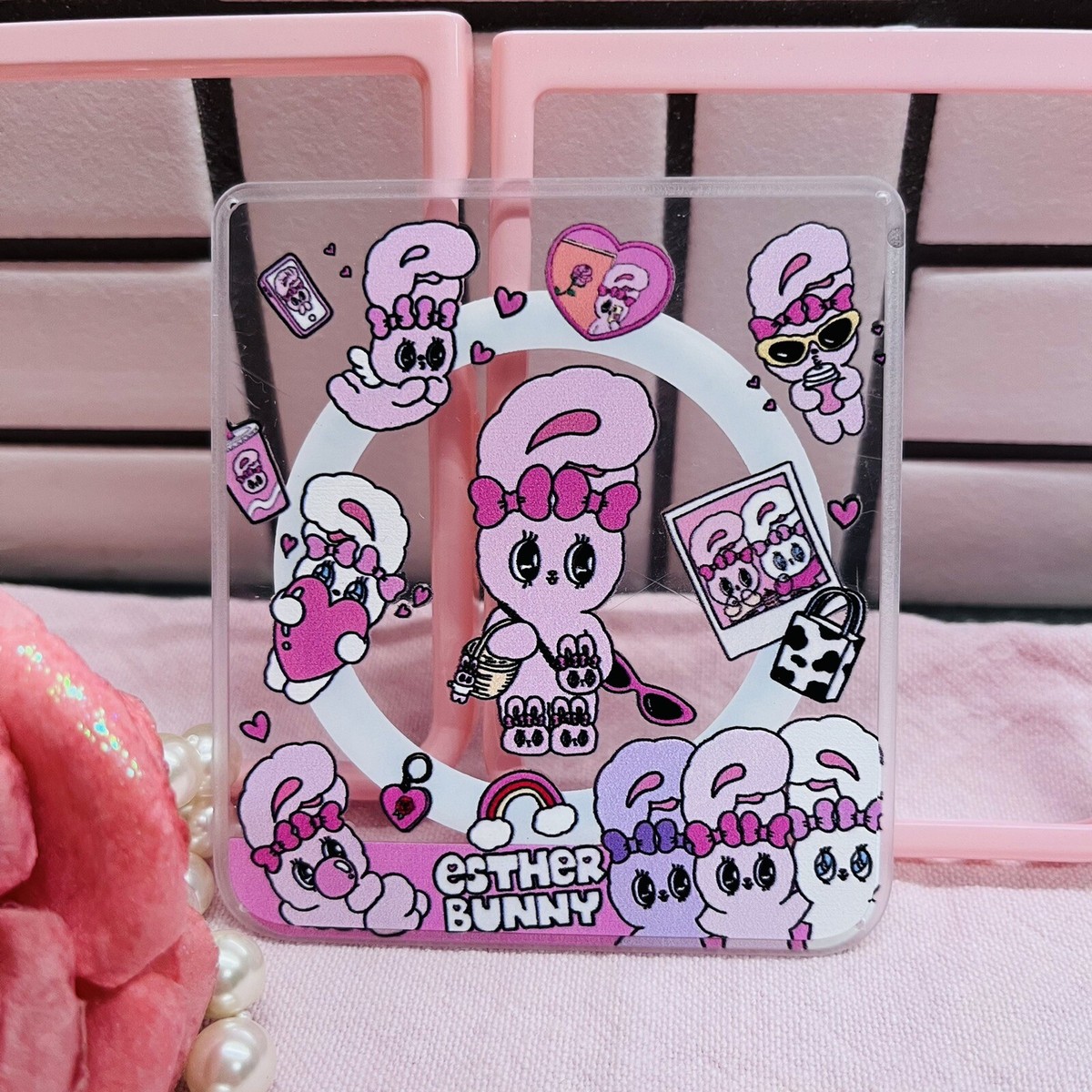 Clear & Pink Case With Plate Card For Samsung Galaxy zflip 6