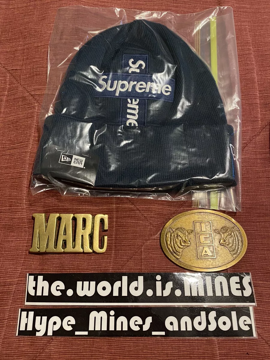 ON SALE!!! Supreme New Era Cross Box Logo Beanie Navy