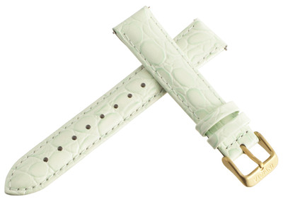 Invicta 18mm Light Green Alligator Embossed Leather Watch Band Gold Tone Buckle