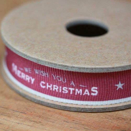 East Of India Christmas Ribbon Red We Wish You Merry Christmas 3 Metre - Picture 2 of 4