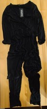NWT Boohoo Women's Batwing Drape Front Long Sleeve Black Jumpsuit US 6