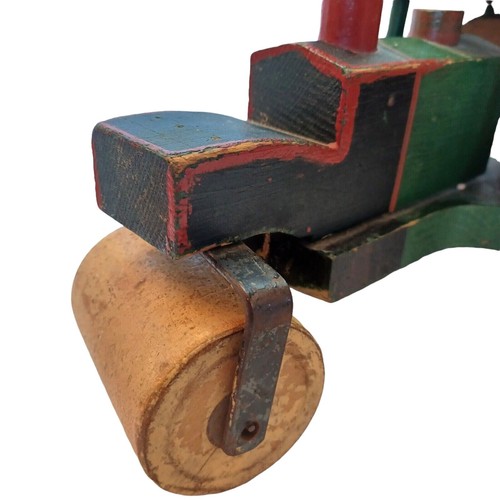 Antique Gould Manufacturing Toddler Toy Steam Roller Painted Wood Oshkosh WI - Picture 6 of 10