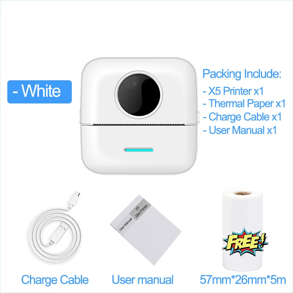 X5 Portable Thermal Printer Mini Wireless Bluetooth Pocket Label Notes Printer - Image 3 of 4