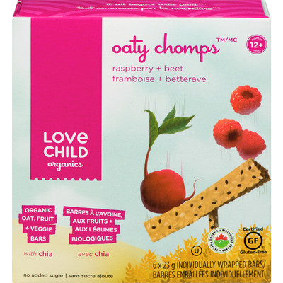 4-Pack Love Child Organics Oaty Chomps Oat Bars, Raspberry & beet