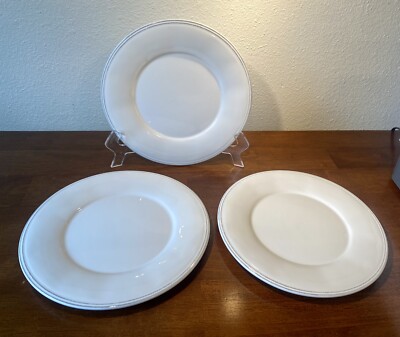 3 Williams Sonoma AVIGNON WHITE Salad Dessert Plates 9 3/8 Made in Portugal BRS