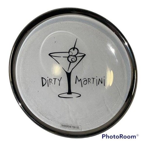 2 platos de bar de vidrio transparente con borde plateado gráfico MCM cócteles Martini aperitivo - Imagen 2 de 8