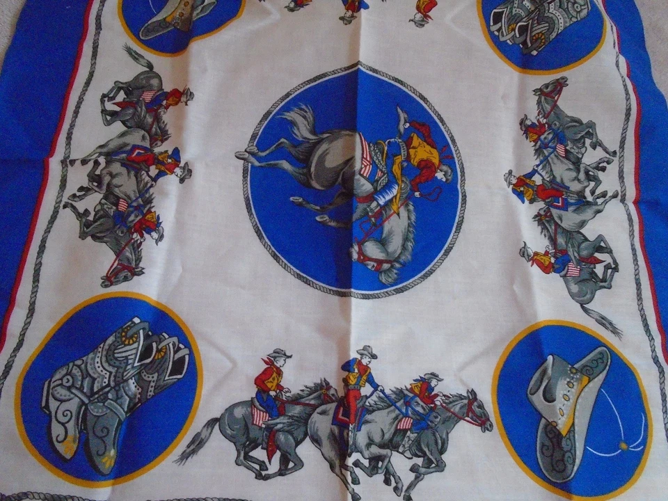 Vintage Blue Rodeo Cowboy Cotton Blend Scarf Neck Wrap - Image 2 of 3