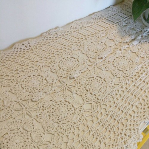 Vintage Handmade Crochet Lace Table Runner Floral Doily Table Cover Wedding Deco - Picture 18 of 32