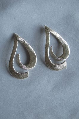 #3453 Lot 2Pcs Gold,Silver Trim Fringe Water Drop Embroidery Applique Patch
