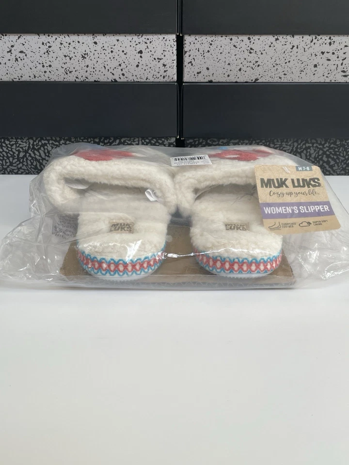 New MUK LUKS Graphic Cozy Slide Slipper 1100373-102 Ivory Mushroom Women’s M 7/8 - Image 4 of 4