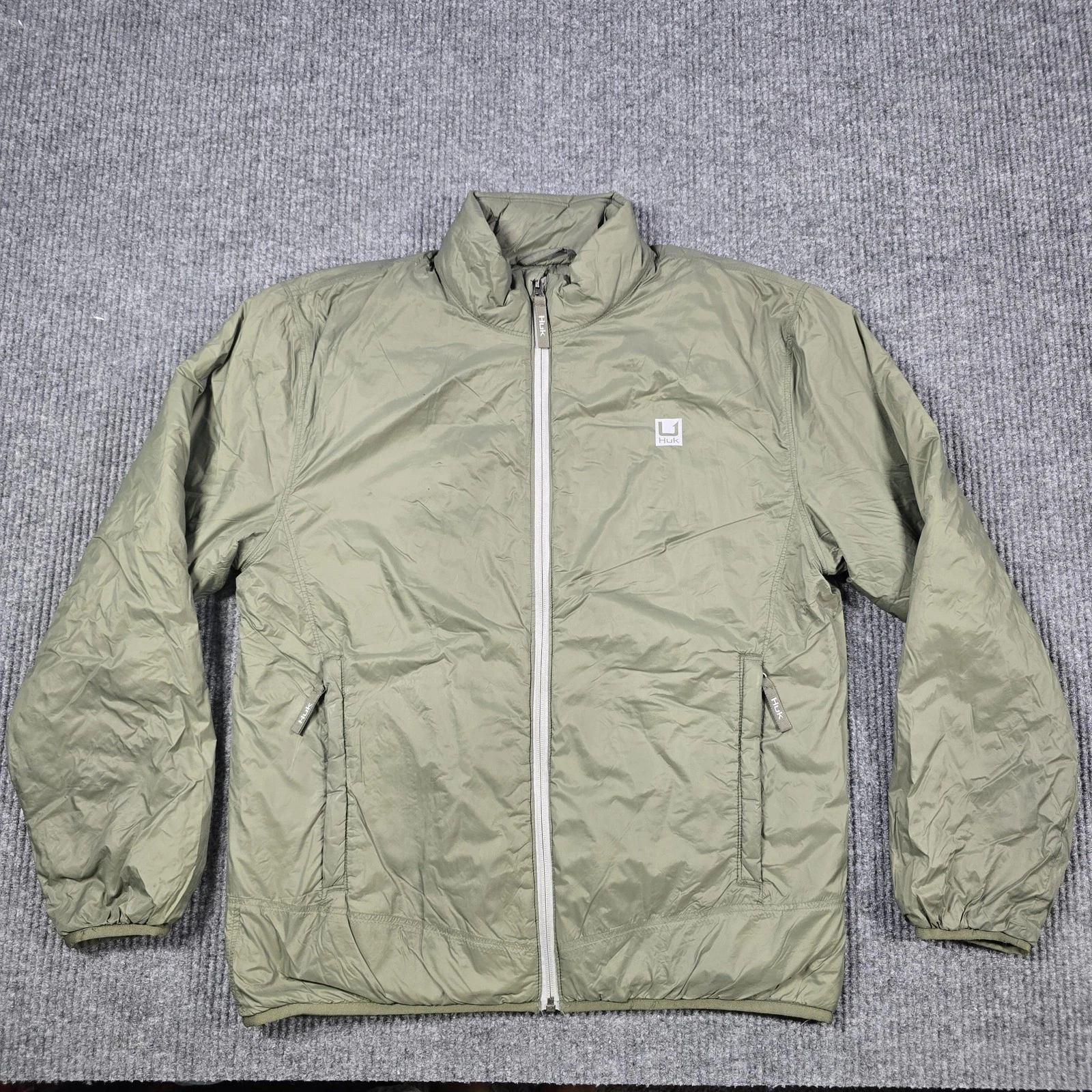 Huk Jacket Mens Large Green PrimaLoft Waypoint Packable Nylon Fishing Outdoors
