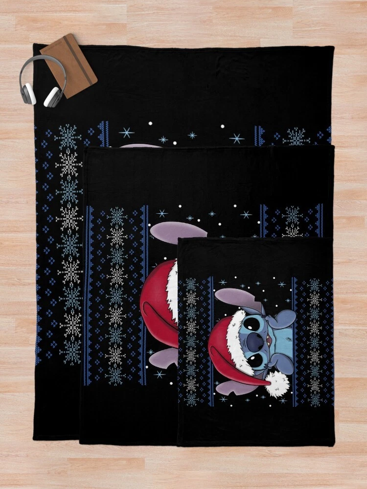 Disney Lilo And Stitch Christmas Stitch Ugly Cozy Fleece Blanket