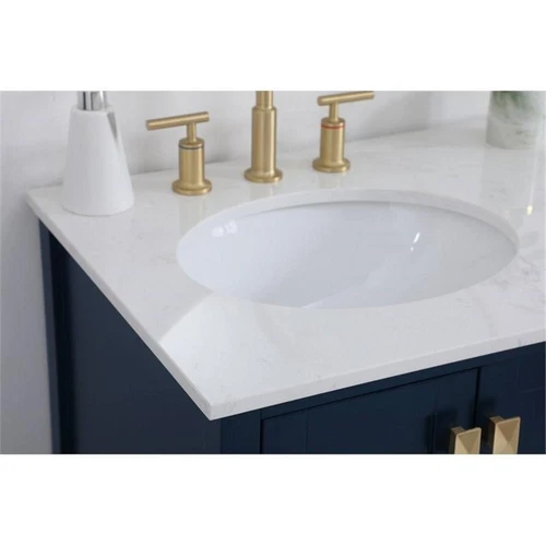 Elegant Decor Irene 32" Solid Wood and Stone Single Bathroom Vanity in Blue - Picture 5 of 8