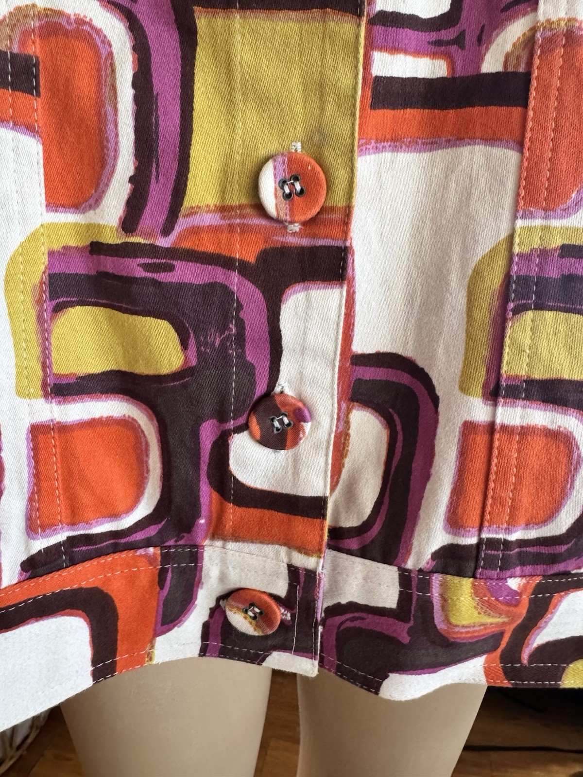 Westbound Geometric Pattern Multicolor Denim Vest… - image 3