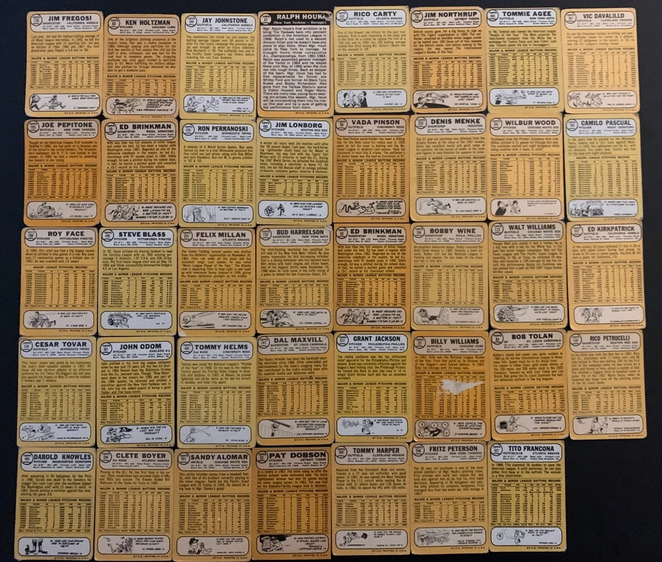 1968-Topps-(163 tarjetas)-Williams-Fregosi-Pinson-Madera-Carty-Houk-Millan-Johnstone Foto 2 de 2