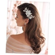 Rhinestone Wedding Hair Comb Pearls and Crystal Bridal Hair Piece silver-346