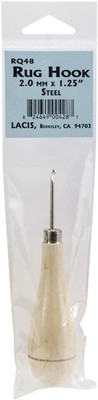 2er Pack - Lacis Primitive Teppichhaken mit Holzgriff - Stahl 2 mm x 1,25 Zoll - RQ48-2