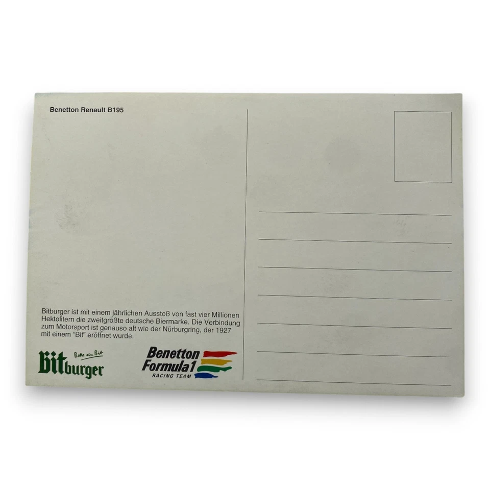Michael Schumacher Postkarte – Benetton Renault F1 Nahaufnahme - Bild 2 von 2