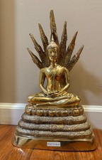 Bronze Buddha Statue w/ Snake ( Naga ) Backgr...