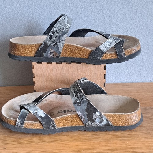 Birkenstock Papillio Women’s Mayari Gray Floral Birko-Flor Sandals Size 39 8 8.5 - Picture 2 of 13