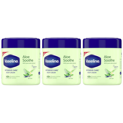 Vaseline Aloe Soothe Moisturizing Body Cream, 13.5oz (400ml) (Pack of 3)