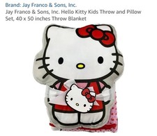 Hello Kitty Shaped Pillow and Throw 40" x 50" Set, Soft and Cozy