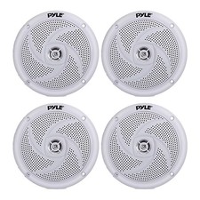 4x Pyle 5.25" 180W 2-Way Low-Profile Slim Style Marine Audio Speakers White