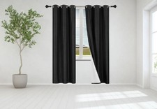 2pc Heavy Thick Solid Grommet Panel Window Curtain Drapes Blackout Flocking K34