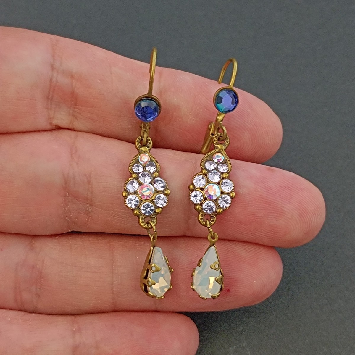 Michal Negrin Earrings Purple Crystal Romantic Victorian Revival