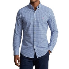 Ralph Lauren Men's Medium Gingham Button Down Blue Classic Fit Long Sleeve Shirt