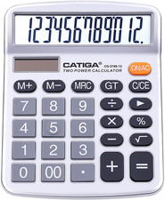 12 Digits Desktop Calculator with Large LCD Display, Dual Solar Power and Batter