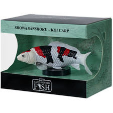 Koi Figurine Hand-Painted Resin 6in Showa Sanshoku Black White Red Collectibles