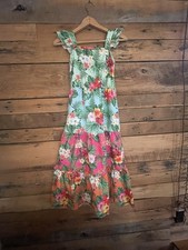 Juniors SHEIN Tropical Floral Sleeveless Maxi Dress with Ruffle Straps Sz 13y