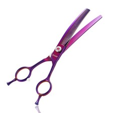 7" Professional Curved Thinning Scissors for Dog Grooming Sharp Blades Blendi...