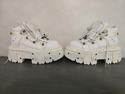 New Rock Gothic Ankle Boots Real Leather, White