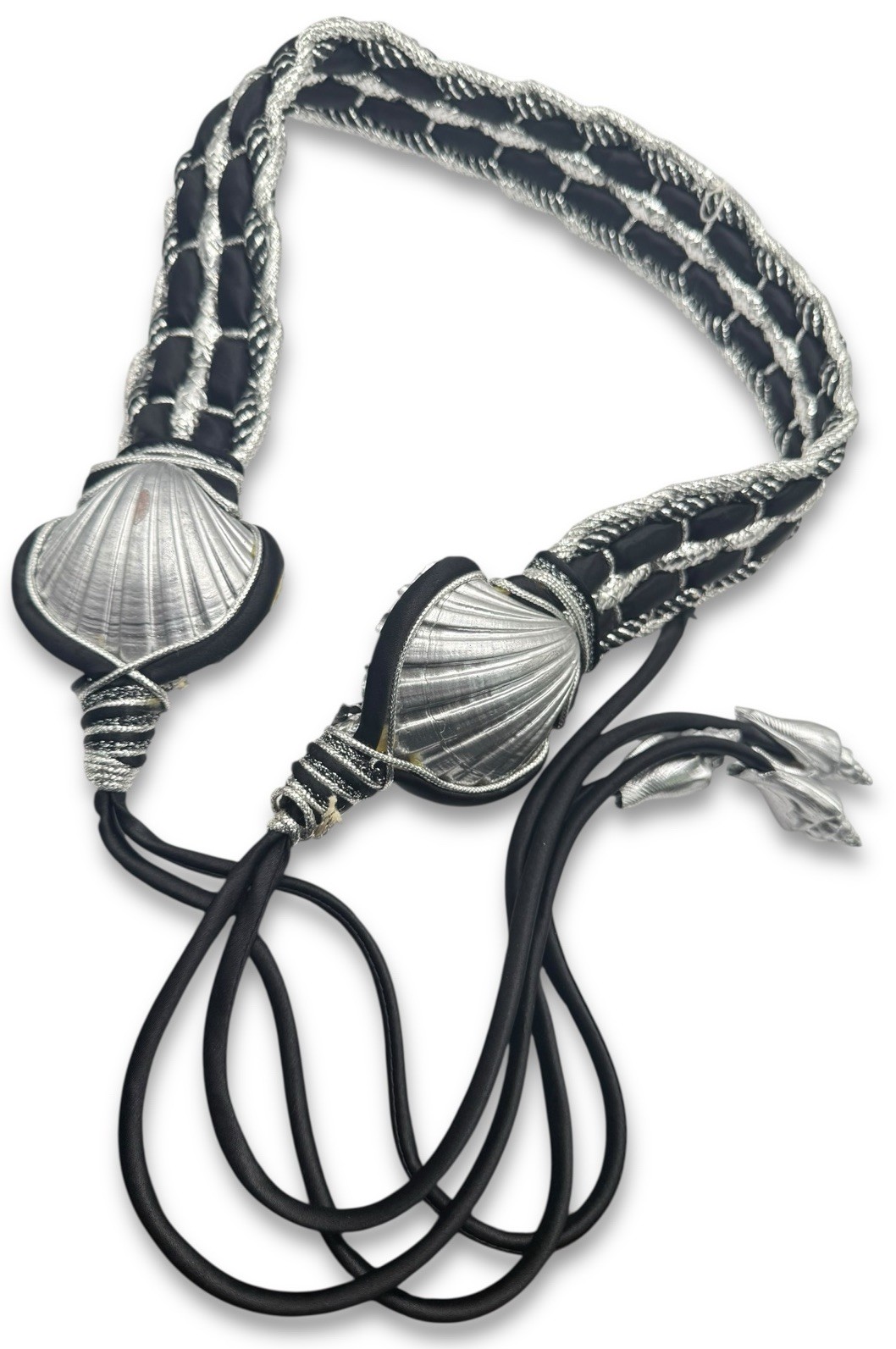 Vintage 1980’s Statement Seashell Shells Silver B… - image 1