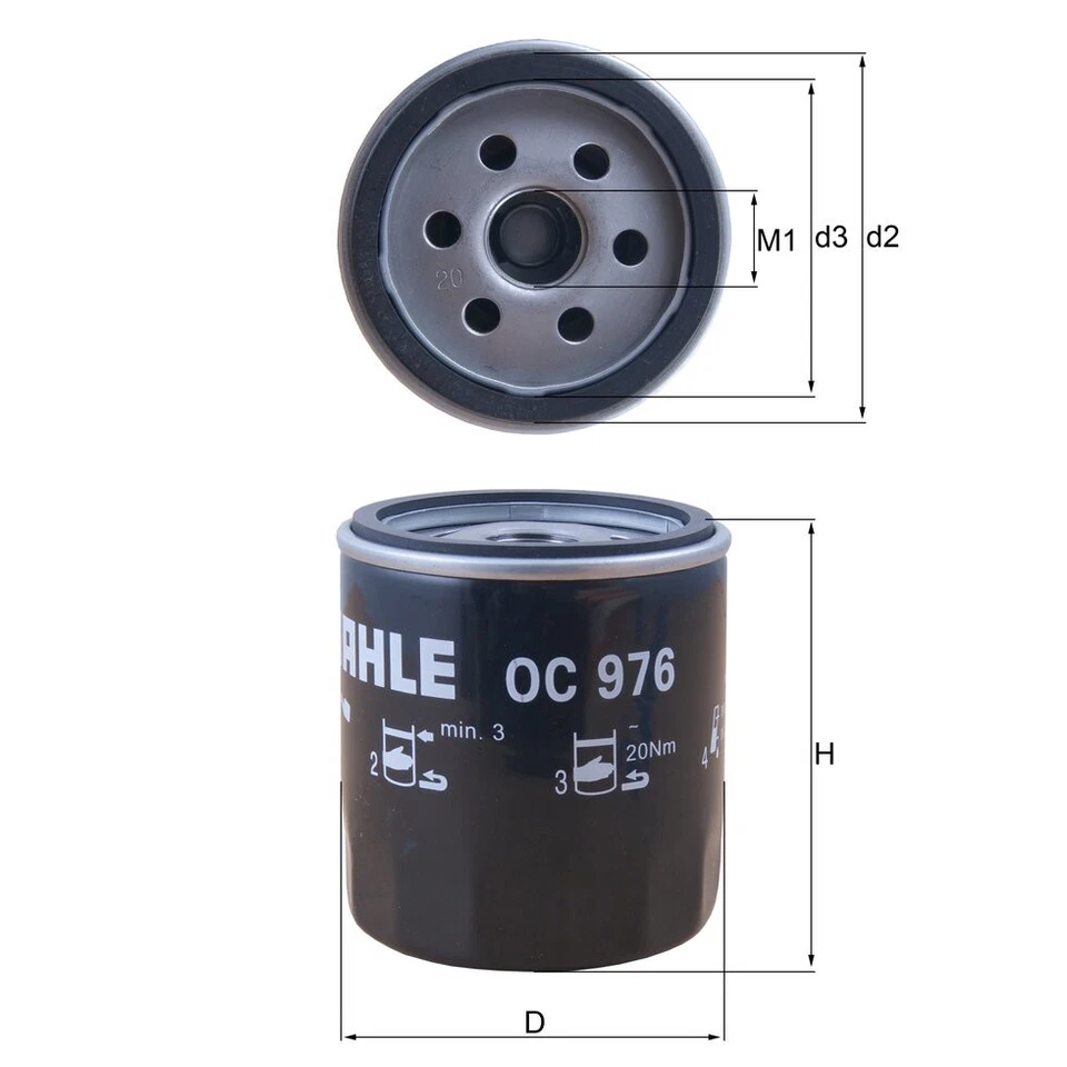 Ölfilter MAHLE OC 976 für Citroën Peugeot Renault Talbot Fiat Rover Lancia Lada - Bild 2 von 4