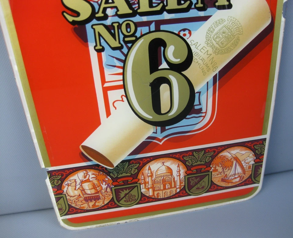 altes Werbeschild Glasschild Salem No.6 Zigaretten Tabak Werbung Reklame 36x27cm - Bild 3 von 4